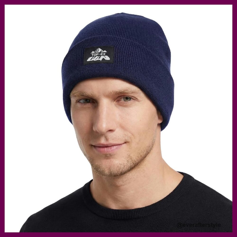 Merino Wool Beanie Winter Warm Cap Double Layer Fleece Lined Unisex